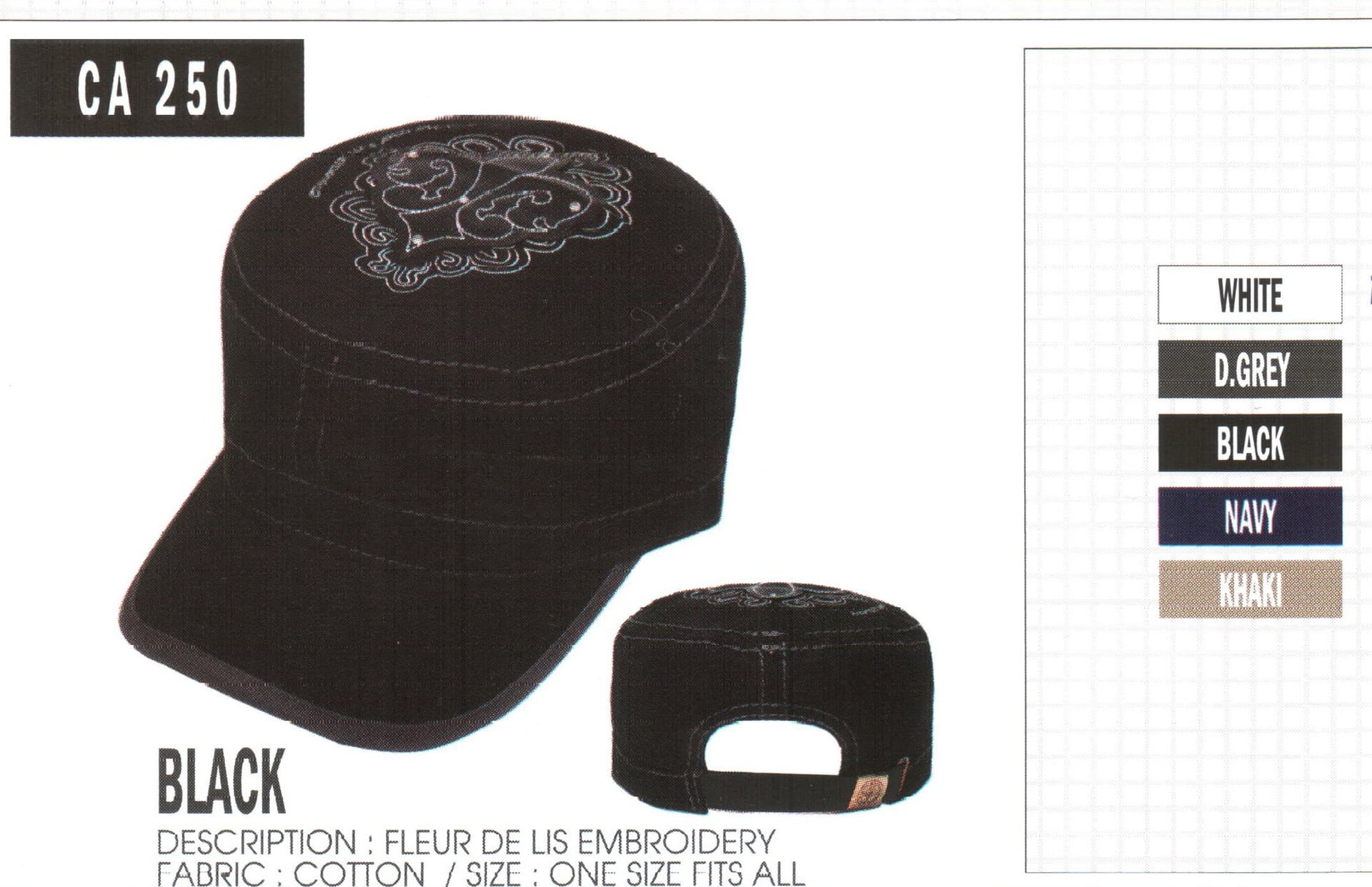 Cadet Army Caps Unique Design  ﻿Various Colors