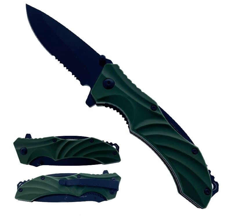 Falcon 8" Overall Pocket Knife Two Toned Green And Black