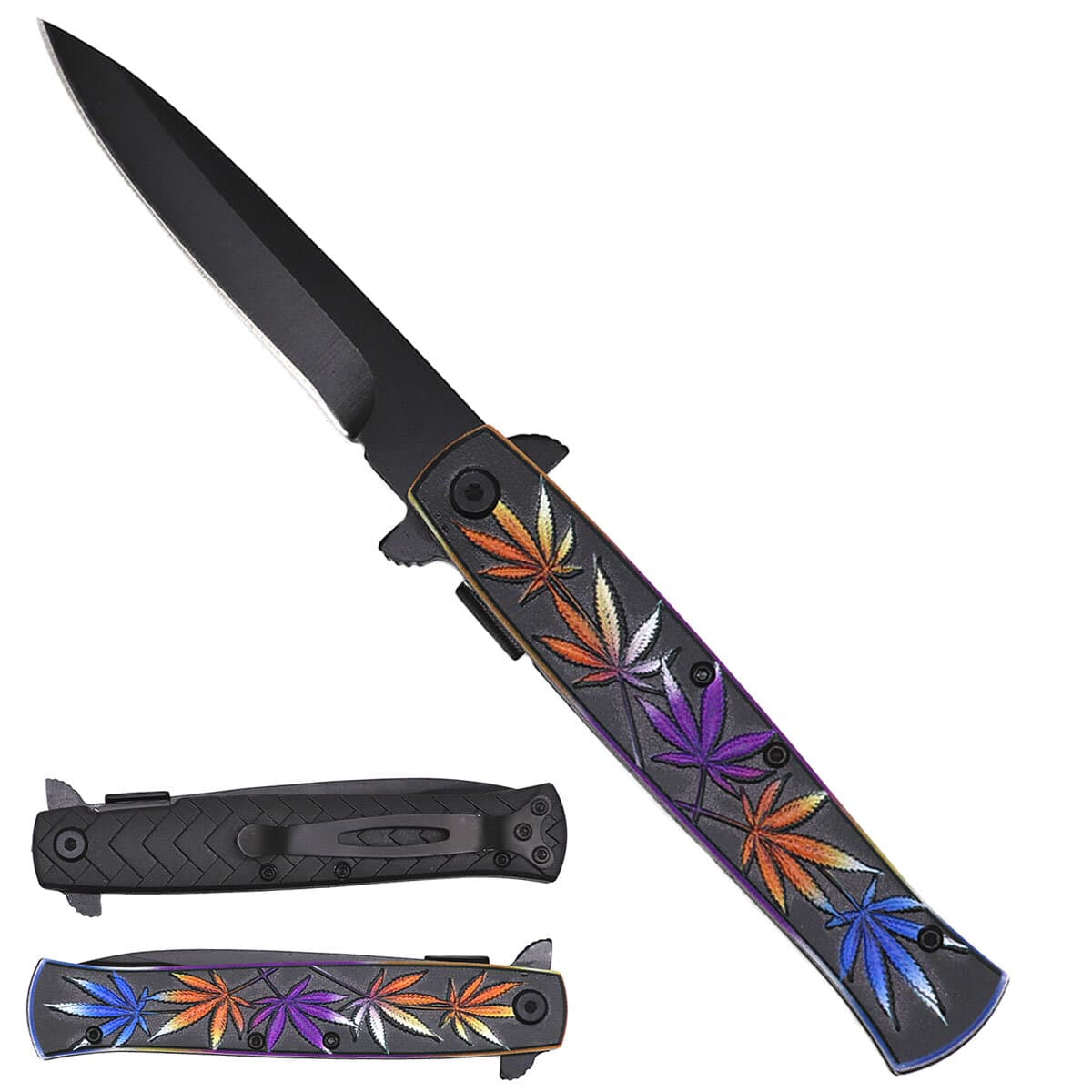 3 1/2" Blade Folding knife. W/black wood design on handle