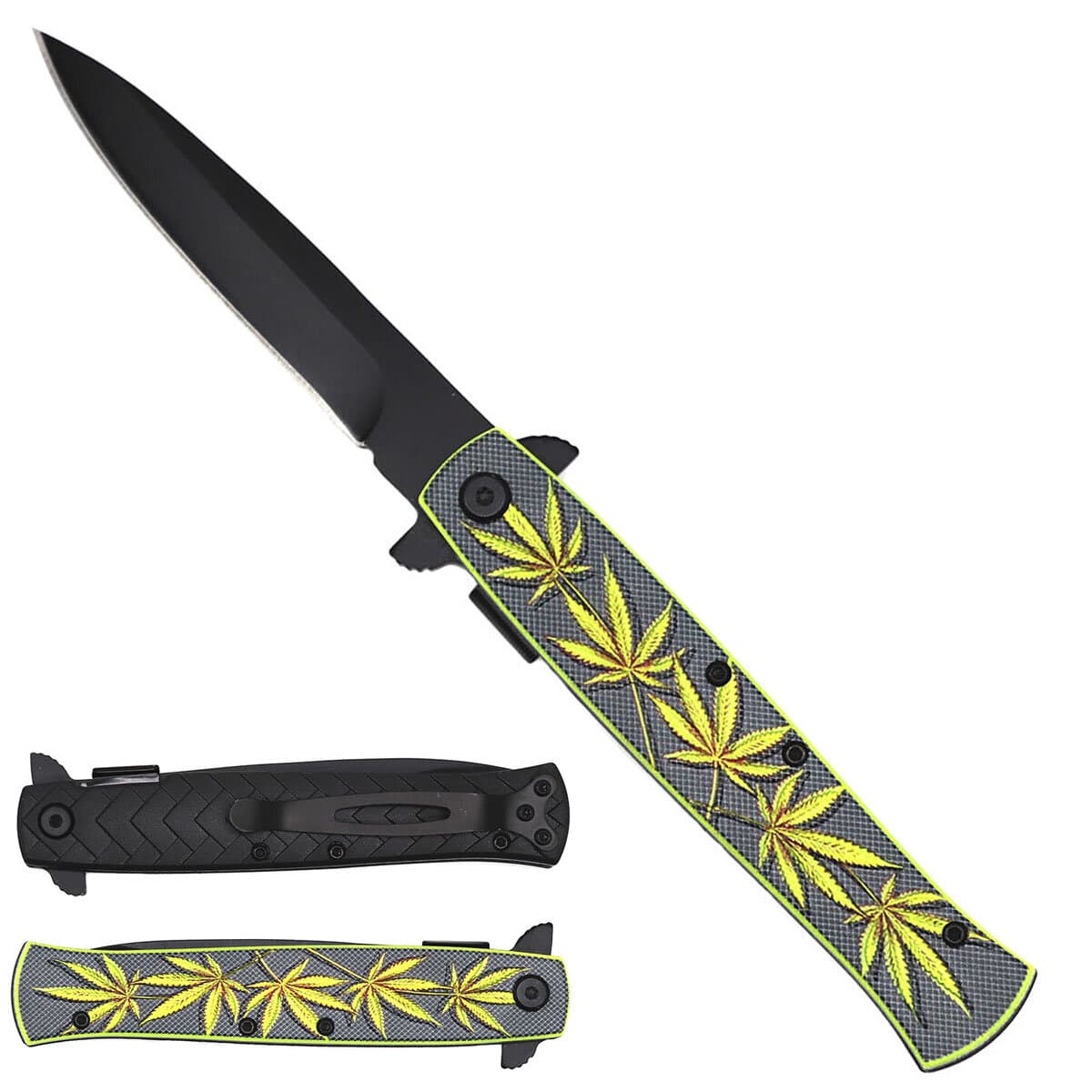 3 1/2" Blade Folding knife. W/black wood design on handle