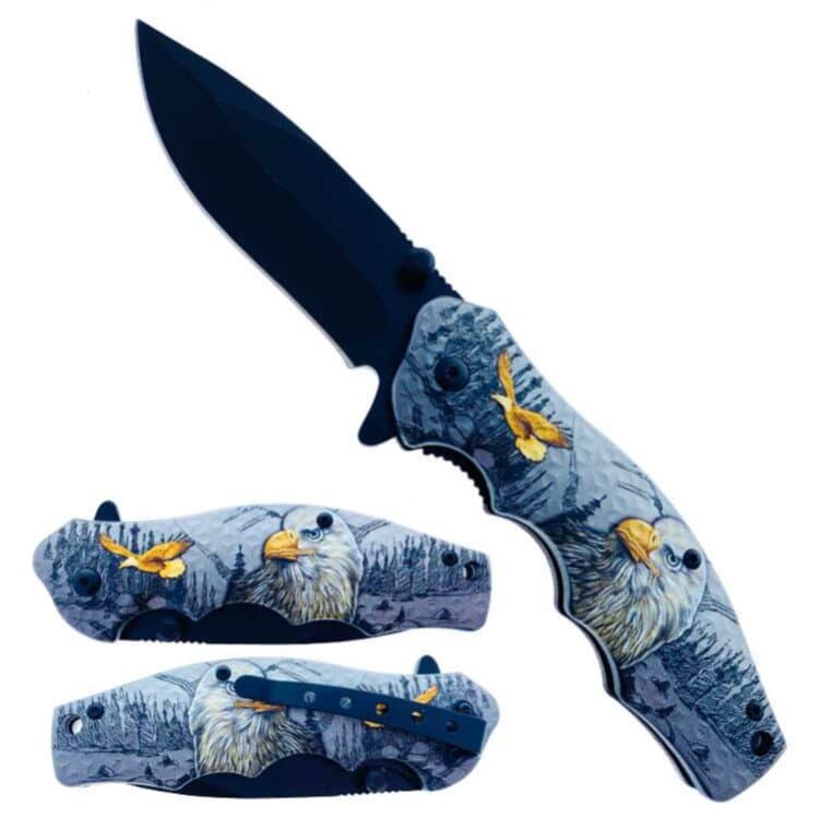 7 3/4" Overall. Belt Clip. Rough NonSlip Handle., 440 Stainless Steel Half Serrated Black Coated Blade