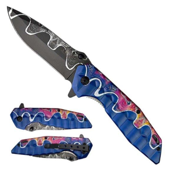3" Black Blade                                                    Colorful Handle