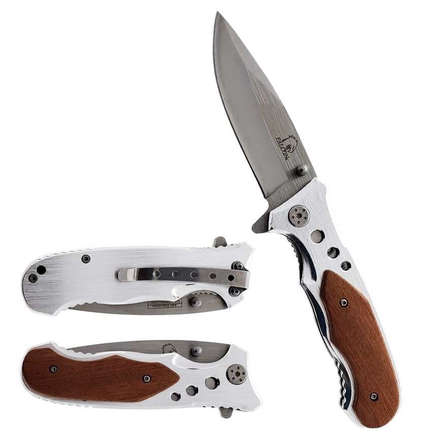 Falcon 8" Overall Pocket Knife w/ Belt Clip Gray