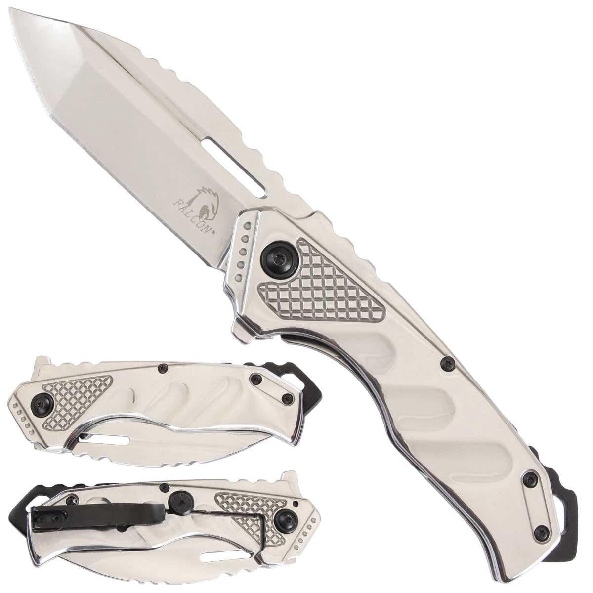 Falcon Flip Knife Chrome Frame Lock Knife