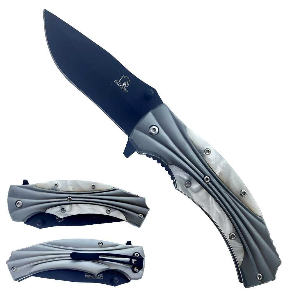 3 1/2" Black Blade with 4 1/2" Pink Acrylic and Wood Handle