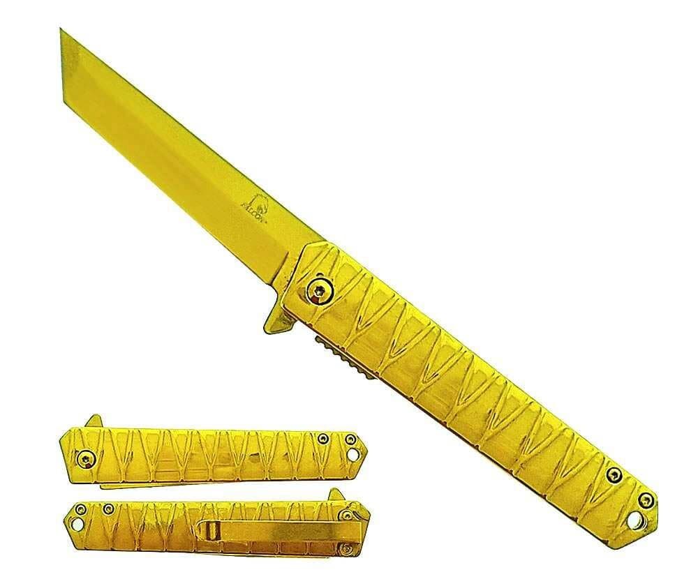 Falcon7.75" Overall Pocket Knife  3.25" Blade Gold