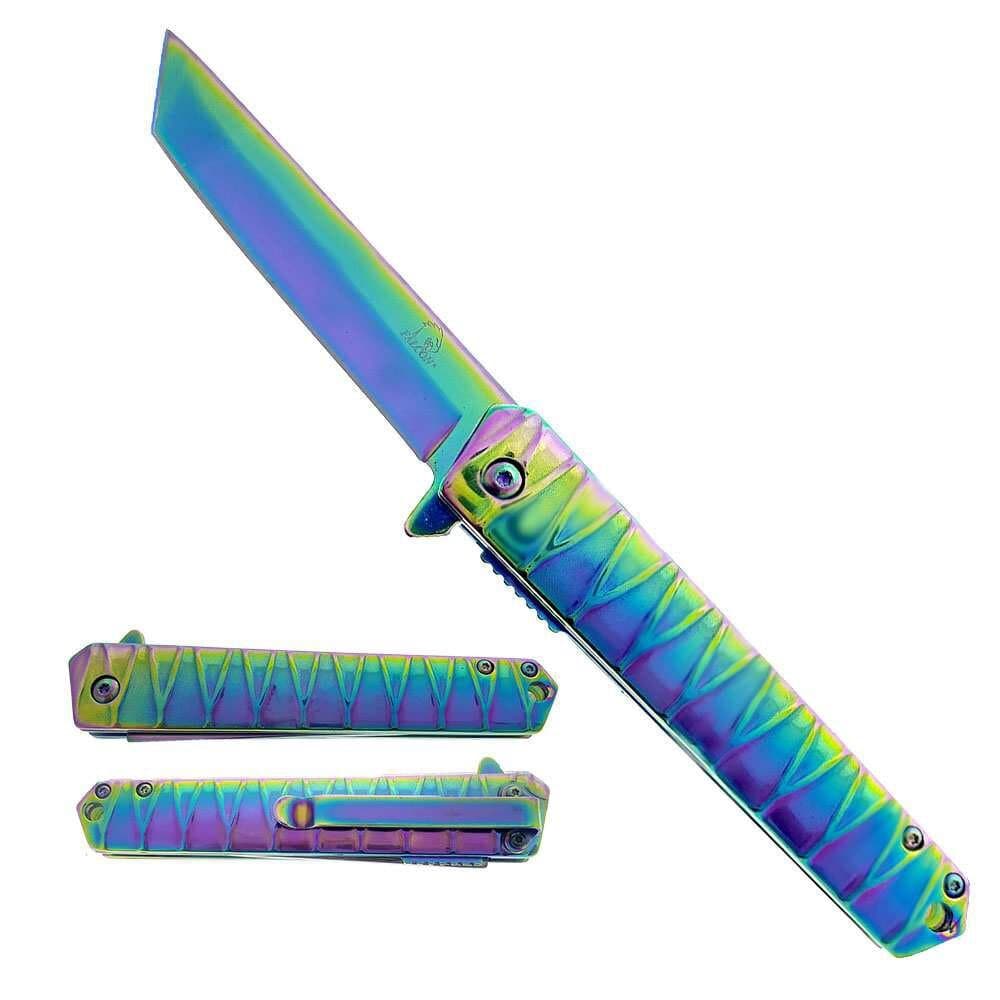 Falcon7.75" Overall Pocket Knife 3.25" Blade Rainbow