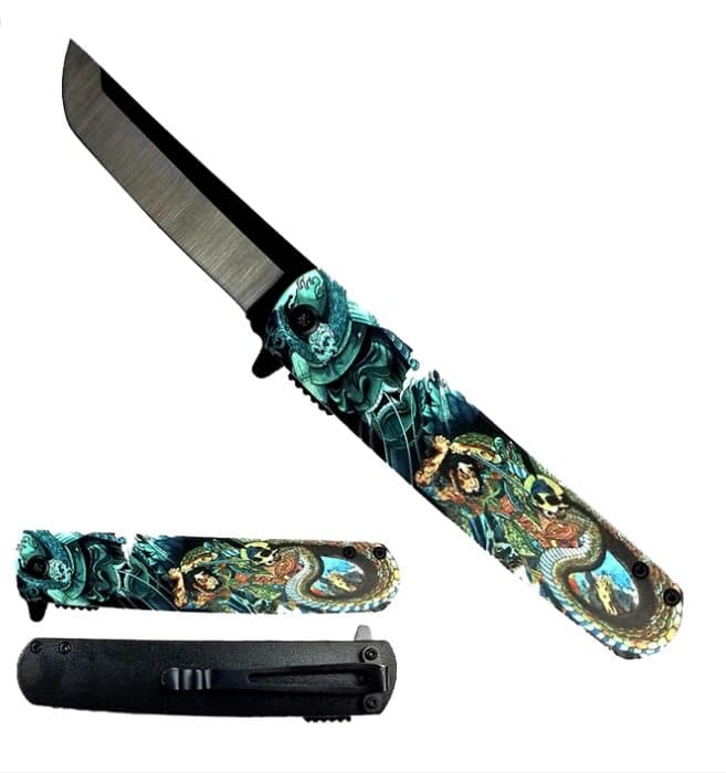 Falcon 8.5" Overall Tanto Pocket Knife w/Belt Clip