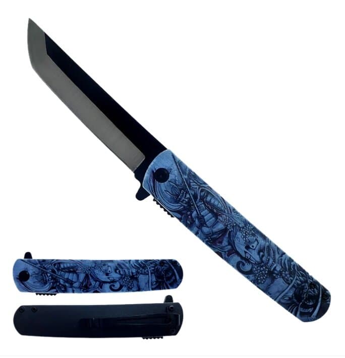 Falcon 8.5" Overall Tanto Pocket Knife w/Belt Clip