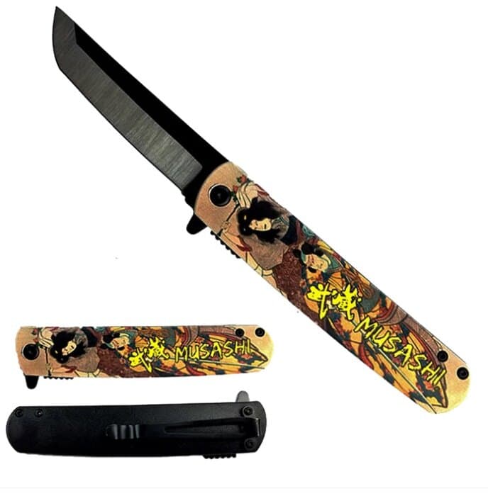 Falcon 8.5" Overall Tanto Pocket Knife w/Belt Clip